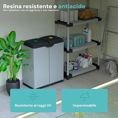 Avilia Duo 80 Conteneur différencié Premium pour intérieur et extérieur, 2 compartiments de 80 l – Élégance et fonctionnalité pour cuisine et bureau - Nail Gallerys