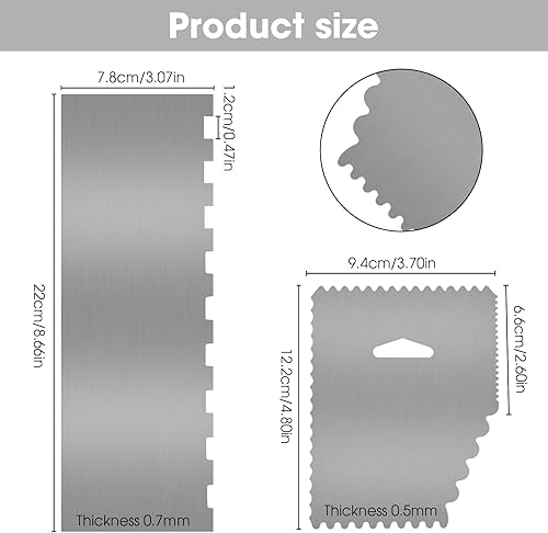JRSHIRLEYLTD Lot de 2 grattoirs à gâteau en acier inoxydable avec spatule latérale 2 en 1 pour décoration de gâteaux, crème au beurre, mousse, pâtisserie, bricolage - Nail Gallerys