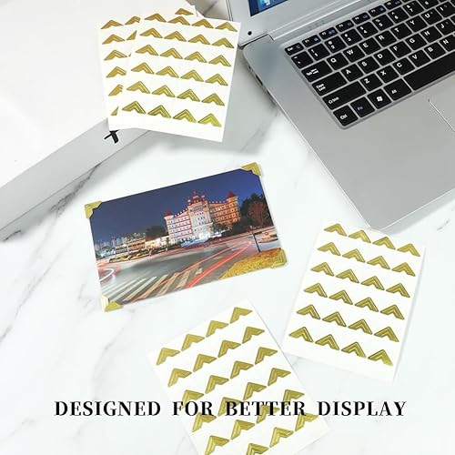 Junterone 240 Pièces Coins Photo pour Scrapbooking, Autocollants de Coin Photo Dorés, Coins de Photo Autocollants, Doré - Nail Gallerys