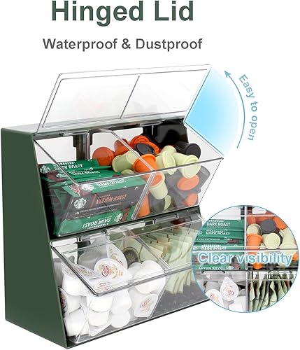 Bokelai Organiseur de rangement multifonction avec couvercle pour dosettes de café, sachets de thé, capsules, crèmes, tasses à café, convient pour divers comptoirs, blanc crème - Nail Gallerys