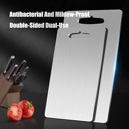 Katuchef Planche à découper en titane pour cuisine, 100 % titane pur, double face, de qualité alimentaire, antirouille, anti-adhésive, pour viande/fruits/légumes (taille M (34 x 23 cm) - Nail Gallerys