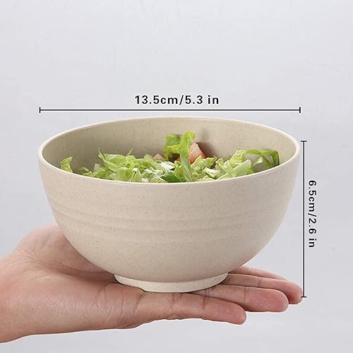 Faumsut Lot de 5 bols en plastique incassables, de qualité alimentaire, légers, réutilisables, pour enfants, adultes, pour le camping, la vaisselle, les fruits, les collations (beige) - Nail Gallerys