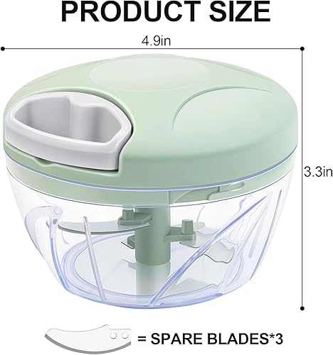 Hshenjhu Hachoir Oignon, 500 ml Mini Mixeur Manuel Multifonction, Hachoir Manuel, Hacheur Legume avec Cordon de Tirage, pour l'ail, Viande, Aliments pour Bébé, Fruit, Légumes - Nail Gallerys
