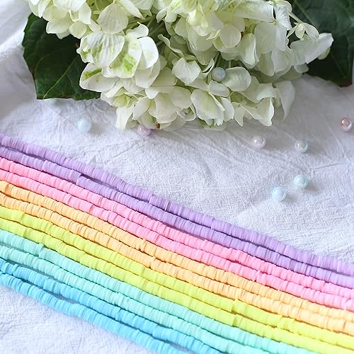 HERZWILD 7000pcs Heishi Lot de perles colorées en argile, perles d'argile polymère de à enfiler pour chocker, collier, bracelet, boucles d'oreilles, fabrication de bijoux DIY (C) - Nail Gallerys