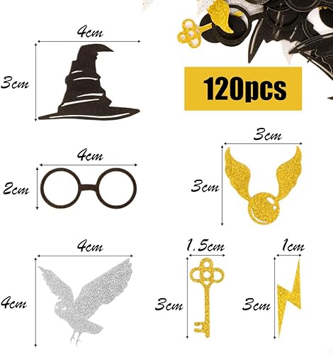 120PCS Confettis Thème Magiques Confettis Hibou Lunettes Accessoire Décoration de Table Bricolage Anniversaire - Nail Gallerys