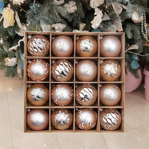 Sharplace Lot de 16 Boules de Noël incassables à Suspendre pour Sapin de Noël, Or Rose - Nail Gallerys
