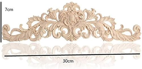 1pc Bois Sculpté Moulures décoratives en bois sculpté Moulures longue Onlay Applique Unpainted Cadre porte décor de style européen Applique Home Decor Cadre d'angle Onlay Unpainted Furniture - Nail Gallerys