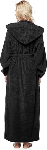 Arus Peignoir de bain pour femmes longueur mollet ou cheville, éponge 100% coton certifié OEKO-TEX avec capuche - Nail Gallerys