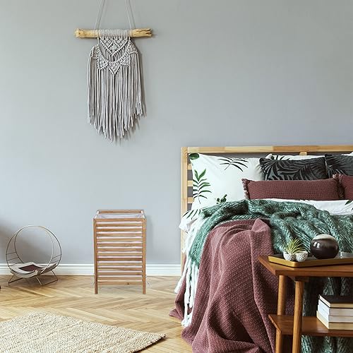 Relaxdays Meuble à Linge, Bois et Coton, Volume : 60 litres, H x L x P : 63,5 x 43 x 43 cm, Salle de Bain, Nature/Blanc - Nail Gallerys