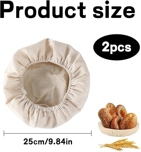 Lot de 2 toiles en lin de 25 cm pour pain, boulangerie, pâte, boulangerie, pour la préparation de la pâte et la pâtisserie - Nail Gallerys