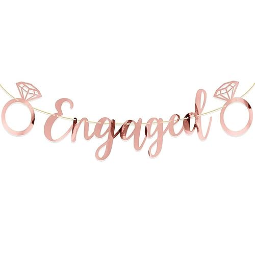 Banderole de fiançailles en or rose pailleté avec diamants et lettres pour décoration de mariage et de fiançailles - Nail Gallerys