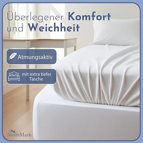 NatureMark Drap-housse en tissu éponge, türkis, 90x200 - 100x200 cm - Nail Gallerys