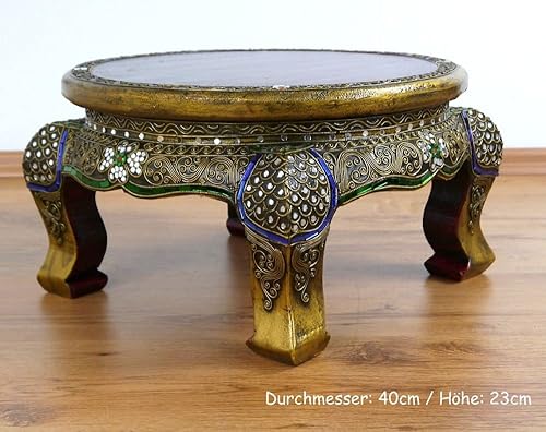 Livasia Table d'opium, Table Basse | Table d'appoint | Mosaïques et Bois, Décoration Asiatique à la Main en Thaïlande (30cm) - Nail Gallerys