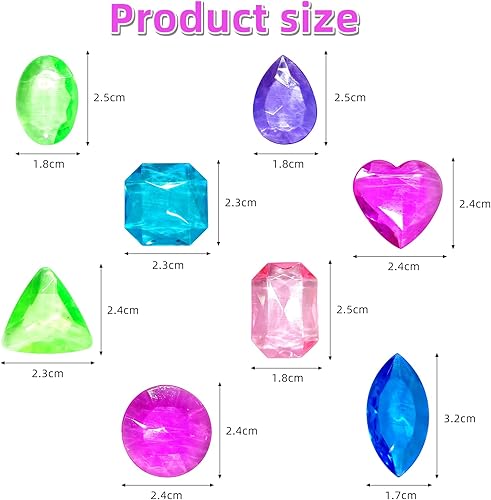 Kisvic Pierre Precieuse pour Enfants 100 Pièces, Diamants Colorés, Pierres Précieuses en Acrylique pour Enfants, 8 Designs et Couleurs Différents, Idéal pour les Anniversaires D'enfants - Nail Gallerys