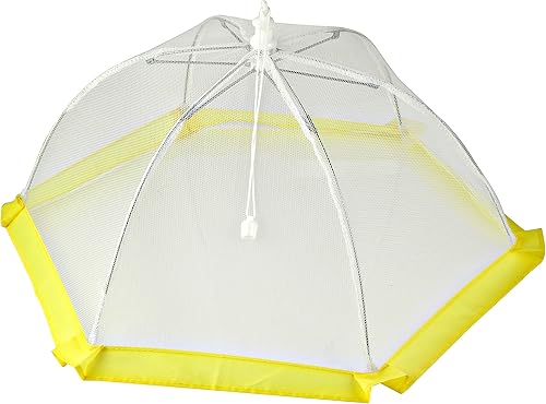Fackelmann 44489 Cloche Alimentaire pour Corbeille à Fruits, Cloche en Filet, Cloche à Fruits, Plastique, Blanc, Jaune, 46 cm - Nail Gallerys