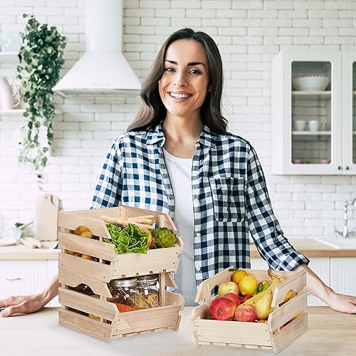 Relaxdays Cagette en bois empilable boîte rangement nature lot de 3 caisses HxlxP: 20 x 27,5 x 38 cm, nature - Nail Gallerys