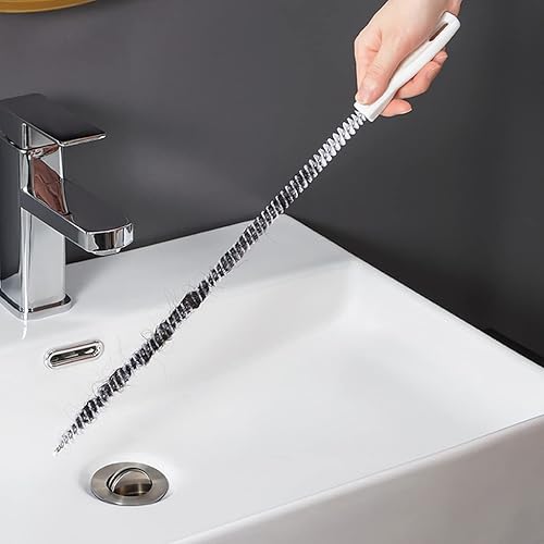 Brosse de vidange YOUNEFEN, brosse de dragage, outil de nettoyage flexible pour cuisine, salle de bain, baignoire, lavabo, radiateur, poils en nylon, manche en métal, argenté - Nail Gallerys