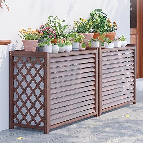 Cache Climatiseur Exterieur Bois Housse Climatiseur Extérieur Balcon Porte Plante Cache Pompe A Chaleur Extérieur Bois Cache Unité Extérieure Climatisation Pour Protection Climatiseur Exterieur(86x35x - Nail Gallerys