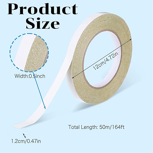 Tucnoeu 1 bande d'ourlet double face à repasser - Lavable - 1/2' - En tissu adhésif - Pour rideaux (1,2 cm x 50 m) - Nail Gallerys