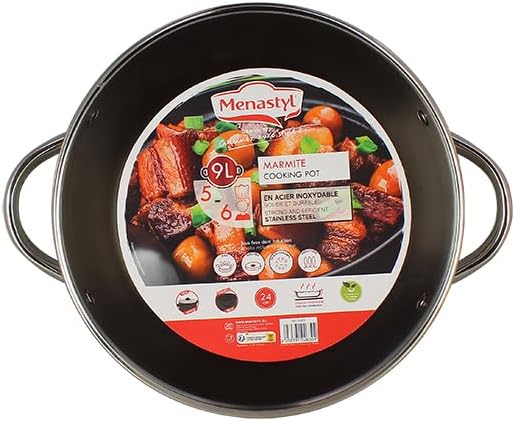 MENASTYL - MARMITE 9L 24CM EN ACIER INOXYDABLE AVEC COUVERCLE EN VERRE - 4615455 - Nail Gallerys