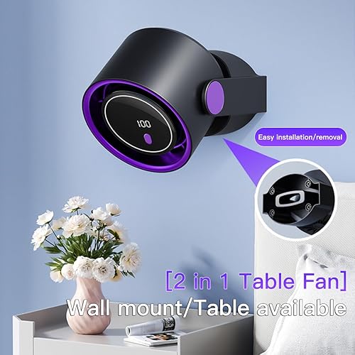 OHLGT Ventilateur de table, 100 vitesses, ultra silencieux, batterie et mode vitesse, affichage LED, grand angle de 180°, ventilateur portable de 2000 mAh pour bureau, chambre à coucher, cuisine - Nail Gallerys