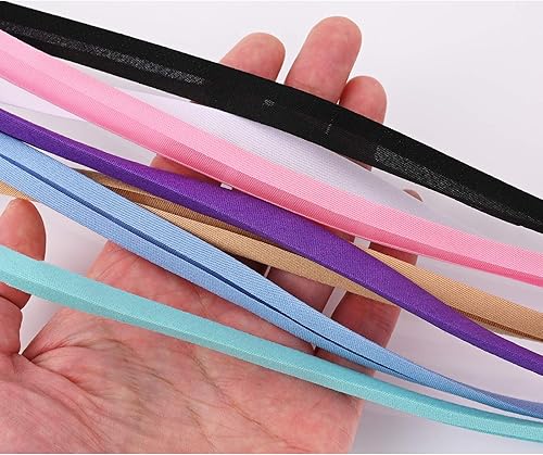 Berolle 12 couleurs 96 m Ruban de liaison double pli en satin sergé extensible pour couture et travaux manuels - Nail Gallerys