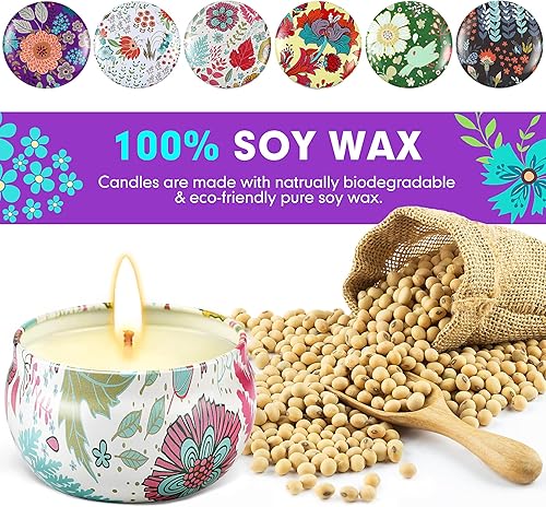 wilbest® 6pcs Bougie Parfumée Ensemble Cadeau, 100% en Cire De Soja Naturelle pour L'aromathérapie, Bath, Yoga, 18H Durée par Bougie, Pour Noël , Fête des Mères et La Saint-Valentin - Nail Gallerys