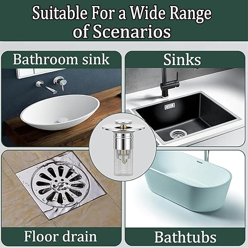 Pop Up Sink Drain Strainer,Sink Drain, Pop Up Drain Strainer,Isolate Odors and Prevents Blockages,Stainless Steel Floor Drain Filter Bathroom (2pcs) - Nail Gallerys