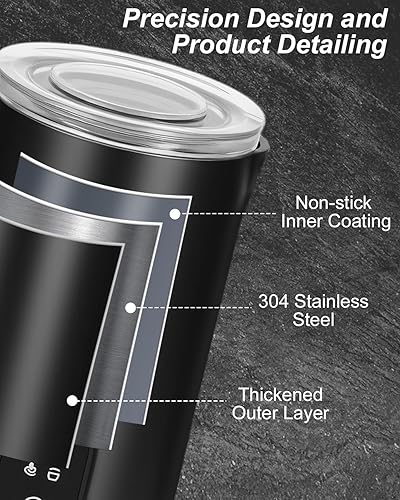 Mousseur à lait électrique 4 en 1 de 580 ml avec revêtement anti-adhésif, arrêt automatique, commande One Touch, avec brosse de nettoyage, mousseur, convient pour le lait chaud, cappuccino, café - Nail Gallerys