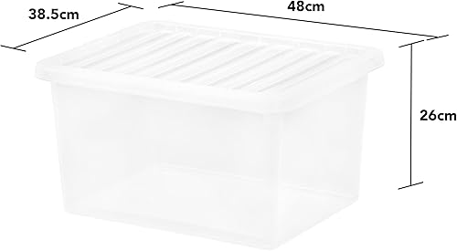 5 grandes boîtes empilables en plastique transparent de 35 litres avec couvercle - Nail Gallerys