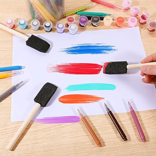 Giantree Lot de 20 pinceaux en mousse de 2,5 cm pour peinture, manche en bois, pinceaux en mousse pour colorer les projets d'artisanat et de vernis, pinceau en mousse idéal pour la peinture et le - Nail Gallerys