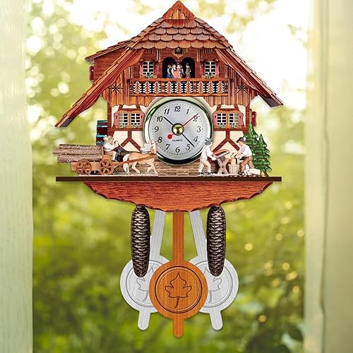 Pendule à coucou | Ornement Tranditionnel Horloge murale vintage en bois | Horloge coucou faite à la main Maison de la Forêt Noire Pendule rétro pour salon, chambre à coucher, café - Nail Gallerys