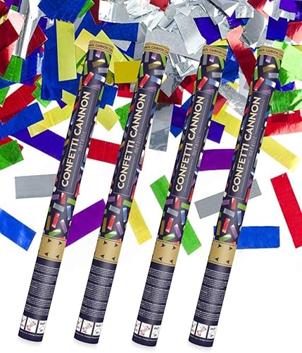 Lot de 4 canons de fête XXL (60 cm) pour décoration de voiture (serpentins argentés) - Nail Gallerys