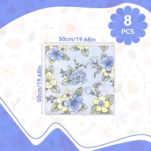 Lot de 8 tissus pour patchwork - Motif fleurs - 50 x 50 cm - En coton imprimé - Petit tissu ferraille pour bricolage, artisanat - Nail Gallerys