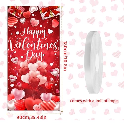 HINGTAI Décorations de porte pour la Saint-Valentin, bannière de porte décorative à suspendre pour la Saint-Valentin, rouge avec multicolore, 180 cm x 89,7 cm - Nail Gallerys