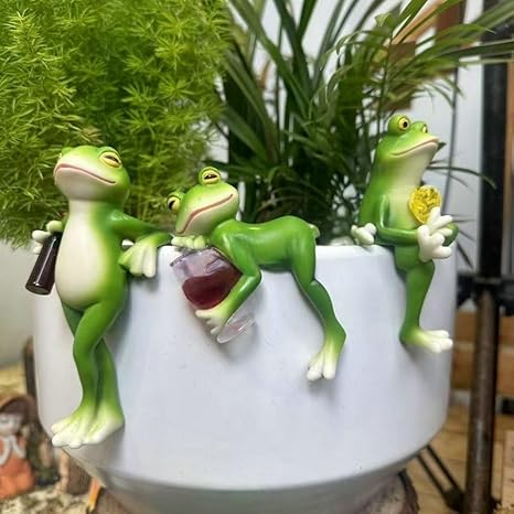 Générique Funny Drinking Frog Statues,Climbing Frogs Planter Resin Ornaments,Hand-Painted Outdoor Art Decor,Suitable for Garden,Fence, Balcony,Patio,Lawn Yard Use - Nail Gallerys