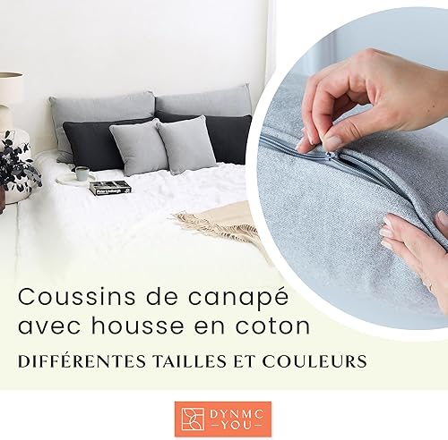 DYNMC you Ensemble de Coussins de canapé 40x70, Housse en Coton Oeko-TEX - Coussins décoratifs avec Rembourrage moyennement Dur - Parfait comme Coussin Dos - Gros Coussin de canapé, Coussin Gris de - Nail Gallerys