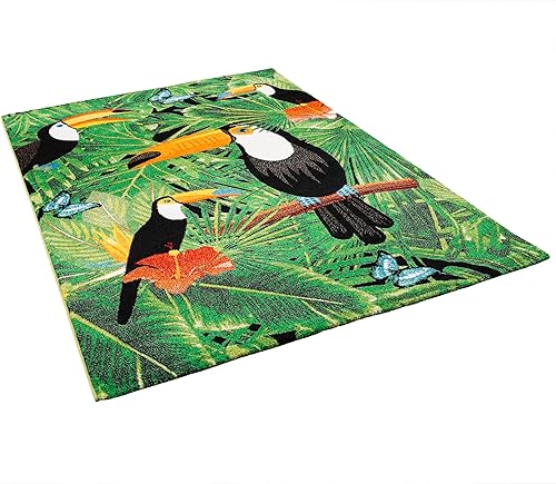 Pergamon Faro - Tapis de Designer - Motif Tropical Toucan Vert - 5 Tailles - Nail Gallerys