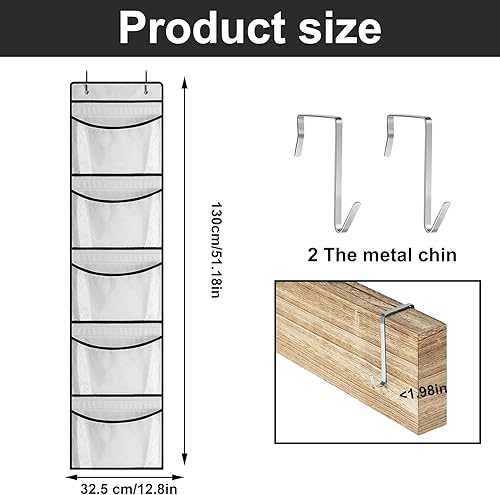 Étagère suspendue pour porte - Organiseur de porte - Organiseur de porte - Organiseur de porte - Organiseur de salle de bain - En tissu - 5 poches en filet - Pour organiser un casier - 1 pièce - Nail Gallerys