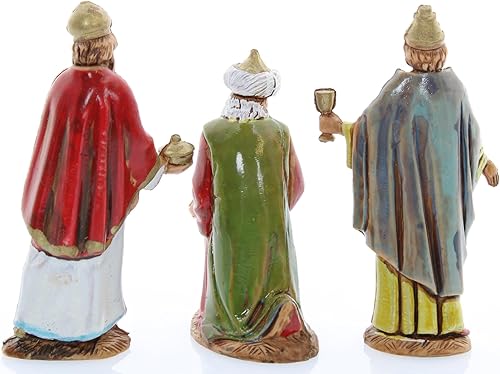 Moranduzzo Tris Rois Mages pour Crèche de 6,5 Cm Échelle 1:30 - Figurines de Crèche Indestructibles - Peinture Finition à la Main, Produit Officiel, Fabriqué en Italie, Sculpteur M. Landi - Nail Gallerys