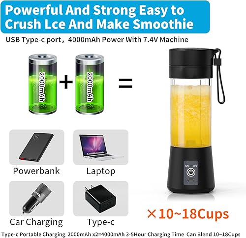 Topspitgo Blender Portable Fresh Juice Blender Mixeur Smoothie USB Rechargeable Mixer Blender pour Fresh Juice Smoothie Shakes Bébé Presse Fruits Portatif de Voyage à Domicile (Noir) - Nail Gallerys