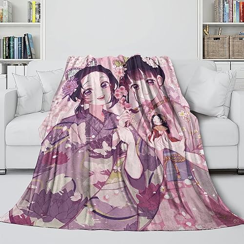Demon Slayer Couverture Polaire 60x80inch(150x200cm), Moelleuse Plaid Canape Polaire en Microfibre pour Canapé Et Lit, Nezuko Kamado Plaid Couverture Lit en Flanelle Douce Et Chaude - Nail Gallerys