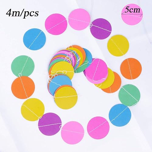 MEJOSER 6pcs 4Mètres Guirlandes de Papier Ronde Multicolore Bannière de Papier Banderole Cercle pour Mariage Fête Party Cérémonie Maison Anniversaire Noël Chambre Décoration Suspendue - Nail Gallerys