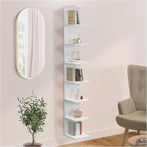 IDMarket - Etagère Murale Suspendue Double Position Chiara 8 étagères Blanc 190 cm - Nail Gallerys