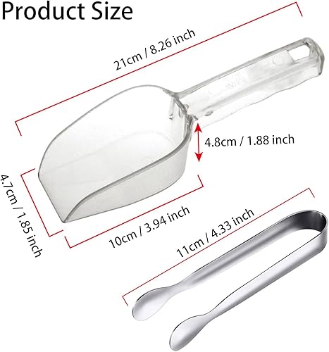 Lot de 5 pinces à glace et 5 cuillères à mesurer en plastique, pinces de service pour bonbons, café, seau à glace, bar, cuisine, mariage, fête d'anniversaire - Nail Gallerys