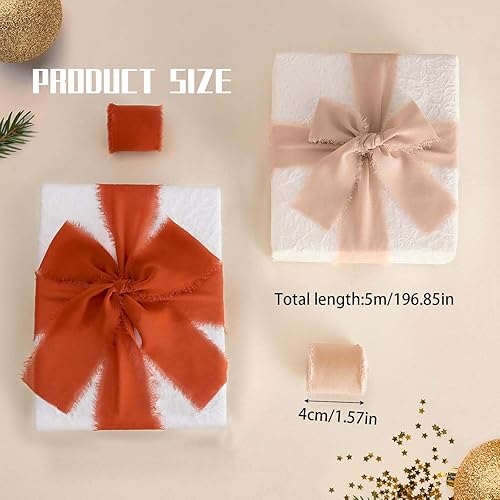 SHUOHONG 3 Rouleaux de 4cm x 5m de Ruban Satin, Ruban Cadeau Mousseline de Soie Bouquet Mariée, Mariage Mousseline pour Décoration et Emballage Cadeaux - Nail Gallerys