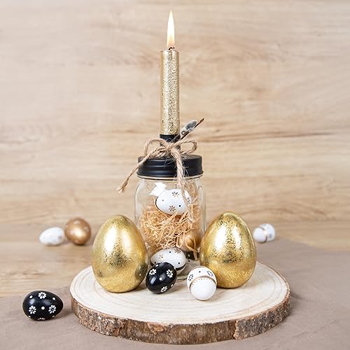 Logbuch-Verlag Lot de 3 petits œufs de Pâques dorés en céramique dorée brillante Décoration de table de Pâques 8 cm - Nail Gallerys