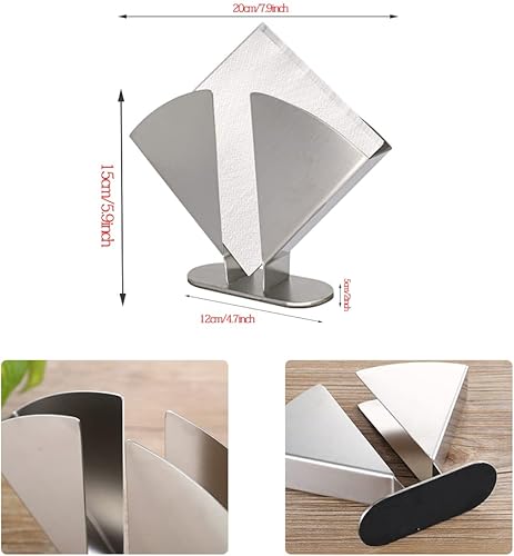 Niciksty Porte-Serviettes De Table en Acier Inoxydable, 20 x 15 x 3,6 cm, pour les Fêtes à la Maison, Argent - Nail Gallerys
