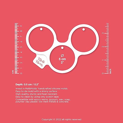 MelbMolds Moule en silicone pour résine époxy en forme de cercle - 5 cm - Créez vous-même des porte-clés ronds, des ornements pour la maison, des attrape-soleil et des pendentifs pour voiture - Nail Gallerys