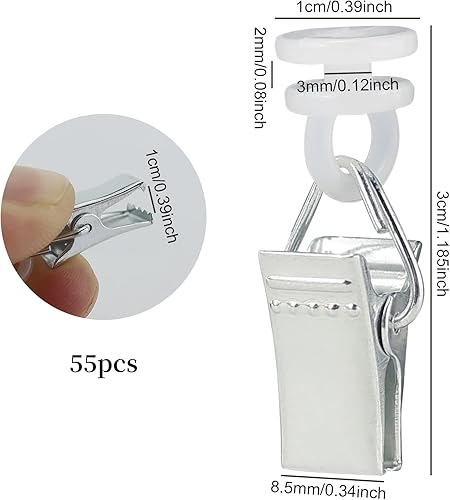 Lot de 55 pinces à rideaux avec roulettes pour rideaux enroulables - Nail Gallerys